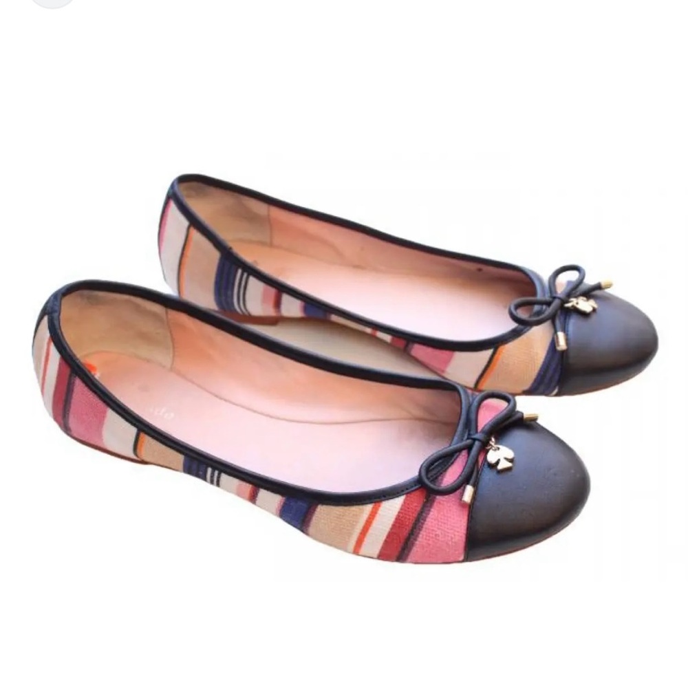 Kate Spade striped cap toe flats size 8.5 price firm!